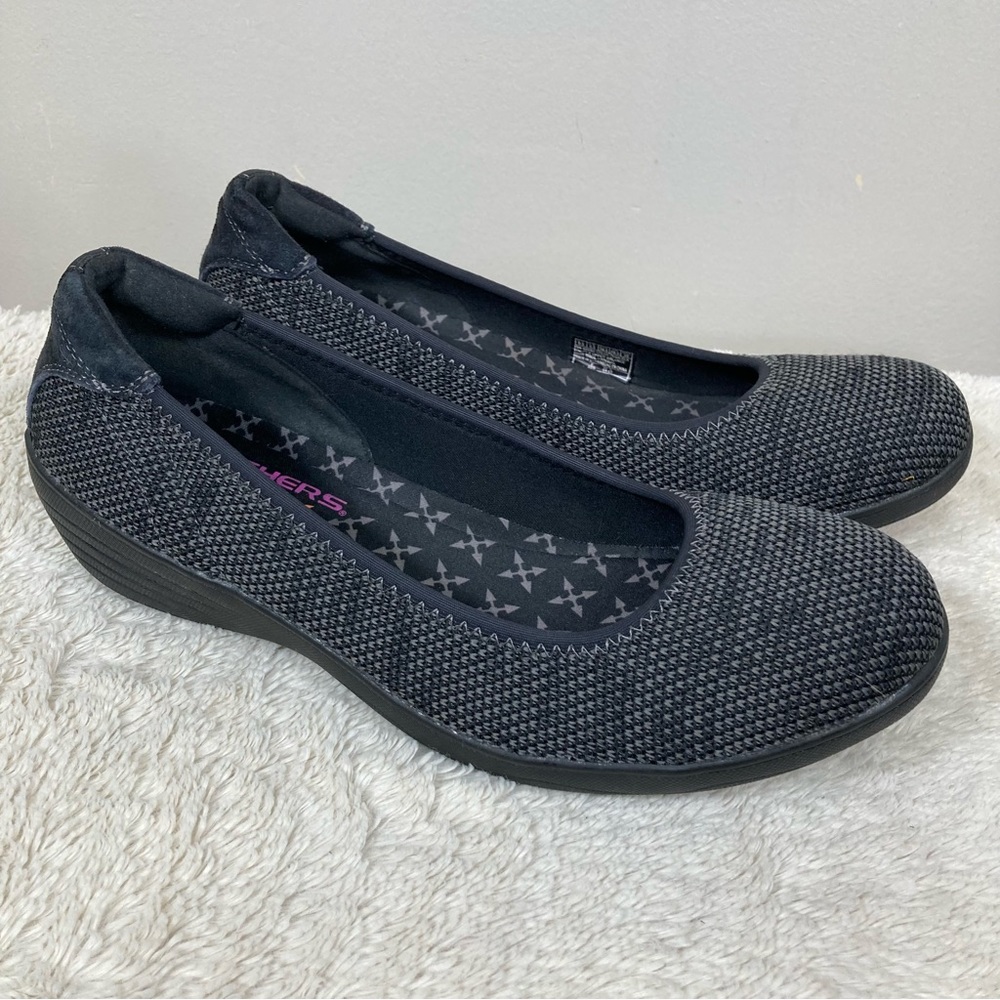 Skechers Stretch Fit Women's Slip On Black Air Cooled Memory Foam Size 9.5 Shoes